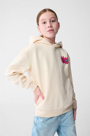 relaxed sweater met backprint beige