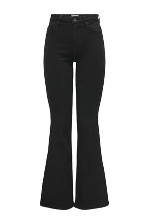 high waist flared jeans black denim