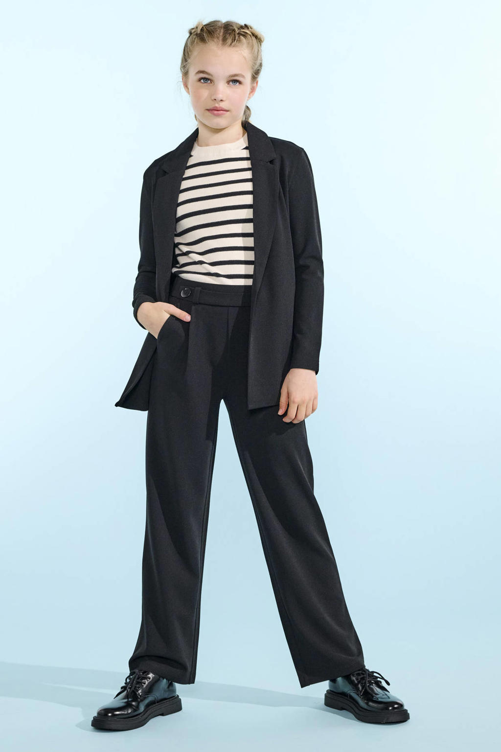 Zwarte meisjes KIDS ONLY GIRL wide leg casual broek met effen