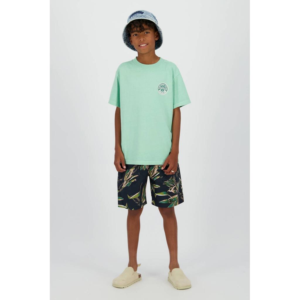Zwart en groene jongens Vingino regular waist sweatshort met elastische tailleband met koord