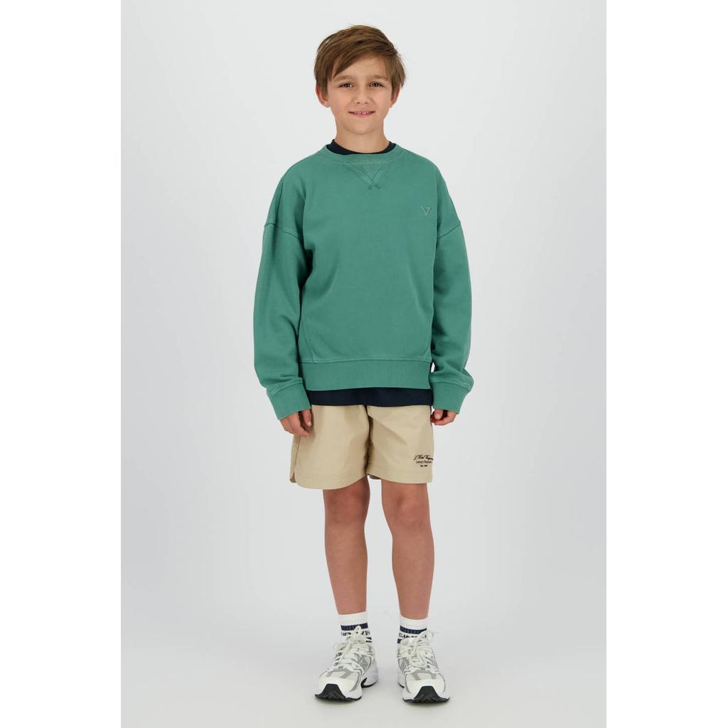 Zandkleurige jongens Vingino regular waist casual short van nylon met elastische tailleband met koord en printopdruk
