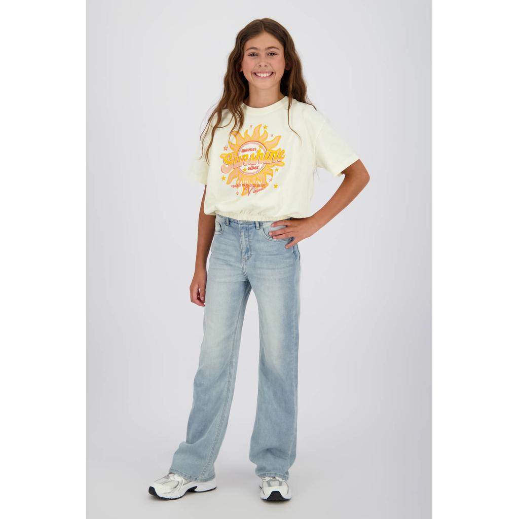 Witte meisjes Vingino T-shirt van katoen met printopdruk, korte mouwen, ronde hals en elastische boord