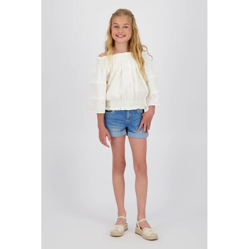 Witte meisjes Vingino off shoulder top met driekwart mouwen