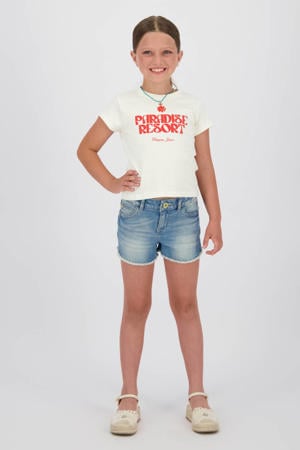 regular high waist short medium blue denim