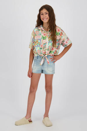 regular high waist short light blue denim