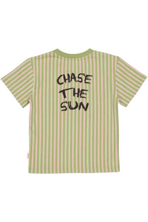 gestreept T-shirt met backprint groen