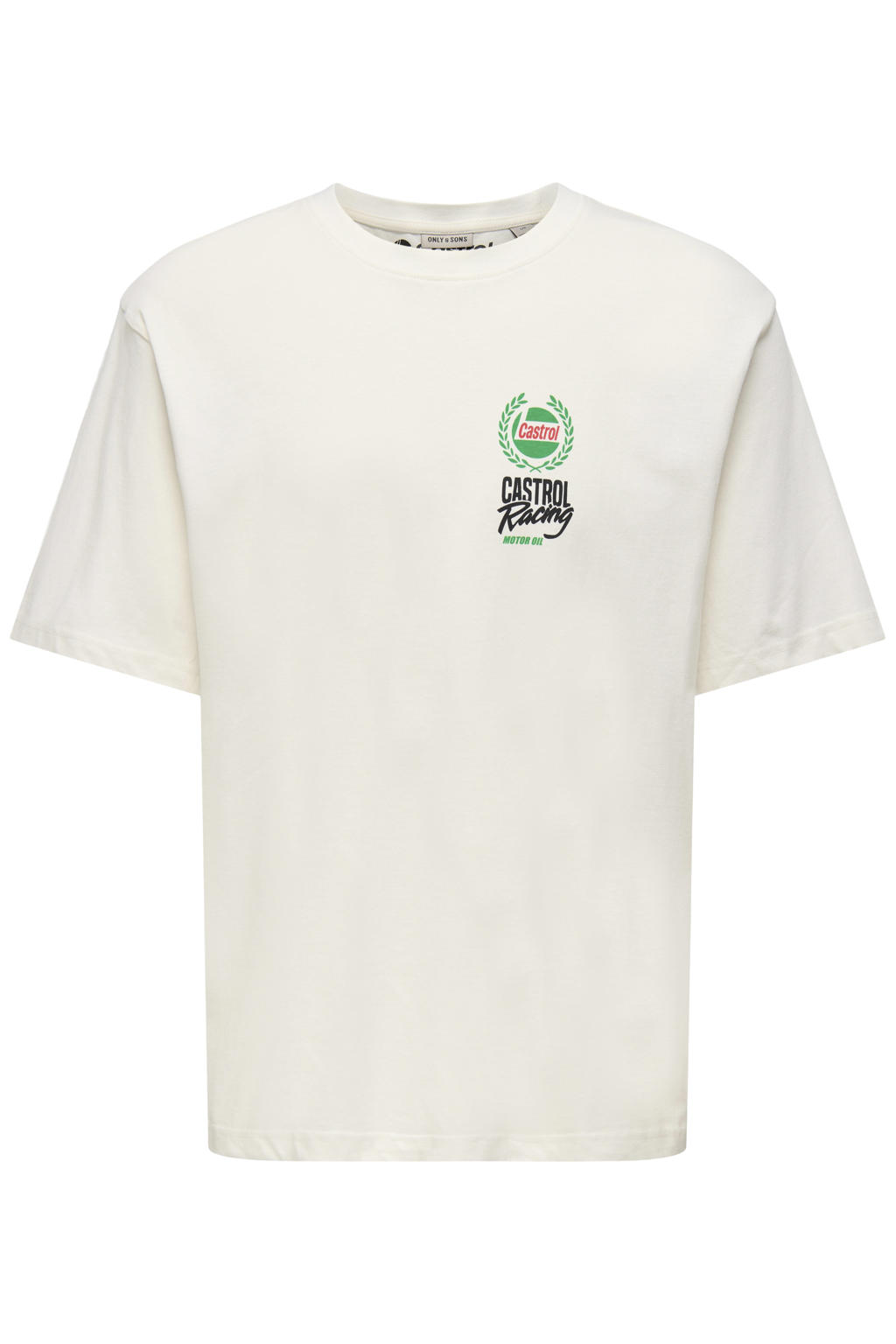 Witte jongens ONLY & SONS JUNIOR T-shirt van katoen met backprint, korte mouwen en ronde hals