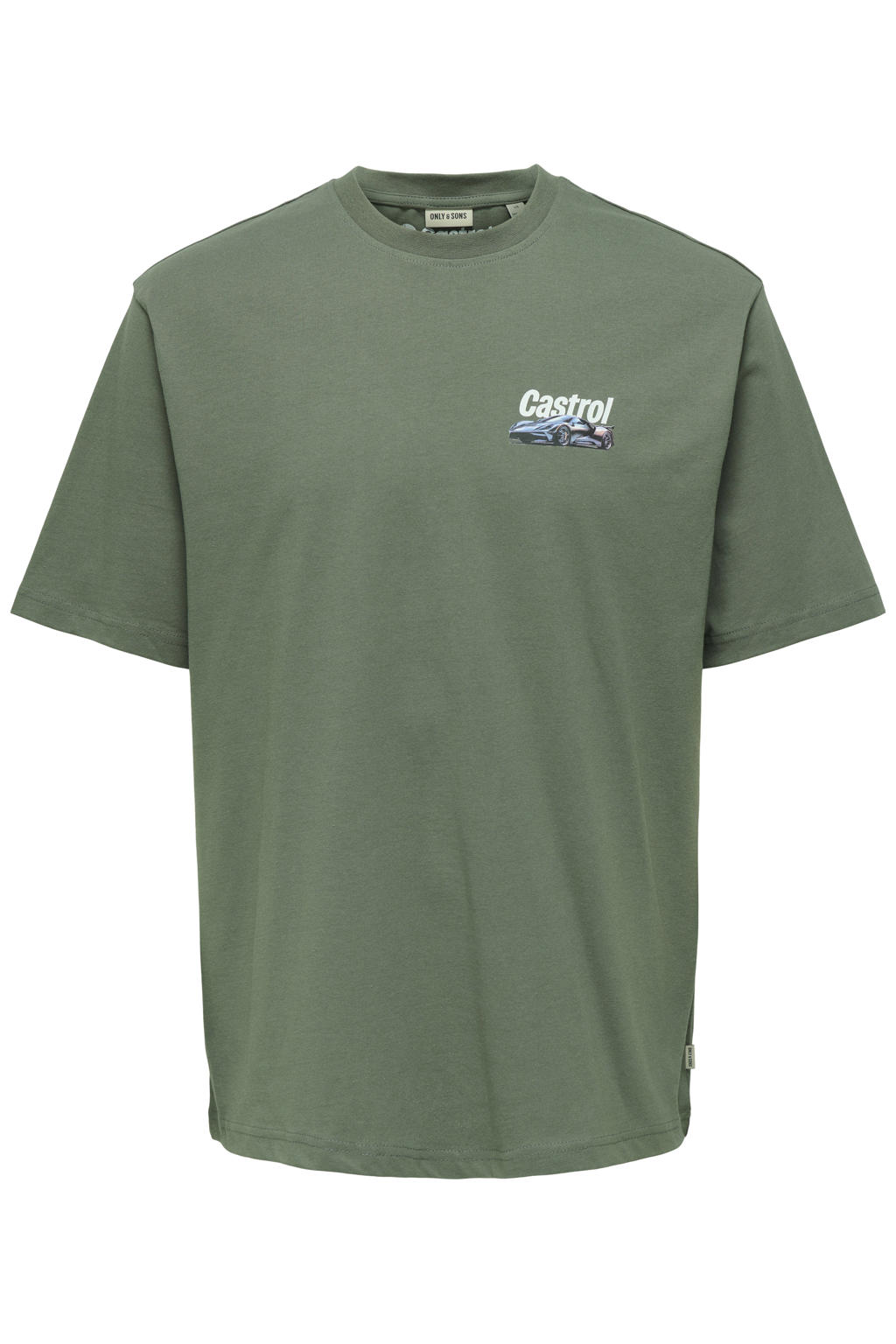 Groene jongens ONLY & SONS JUNIOR T-shirt van katoen met backprint, korte mouwen en ronde hals