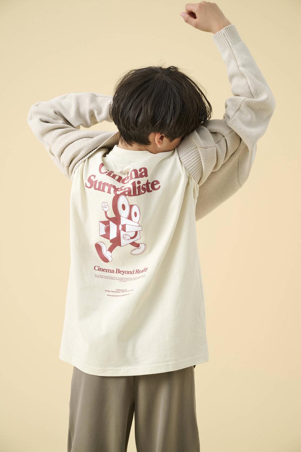 Ecru jongens ONLY & SONS JUNIOR T-shirt van katoen met backprint, korte mouwen en ronde hals