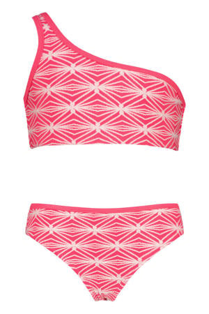 one shoulder bikini Zavine roze/wit