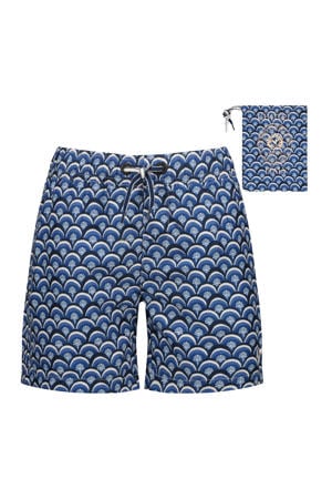 zwemshort met all over print blauw