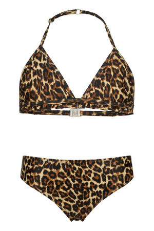halterbikini Zimone met panterprint bruin/zwart