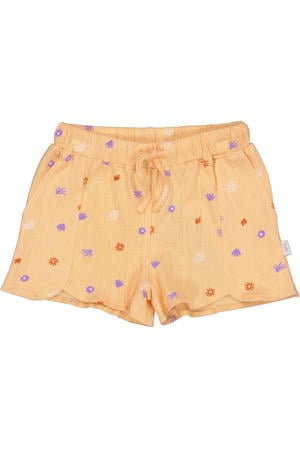 regular waist casual short oranje met textuur