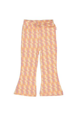 Jubel flared broek Rolling into Spring roze/paars/geel