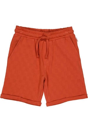 regular waist sweatshort oranje met textuur