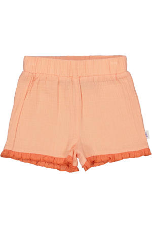 regular waist casual short met textuur oranje