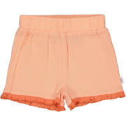thumbnail: Oranje meisjes QPI regular waist casual short van katoen met elastische tailleband en effen