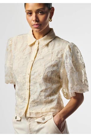gebloemde blouse wit