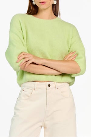 pullover met wol groen gebreid