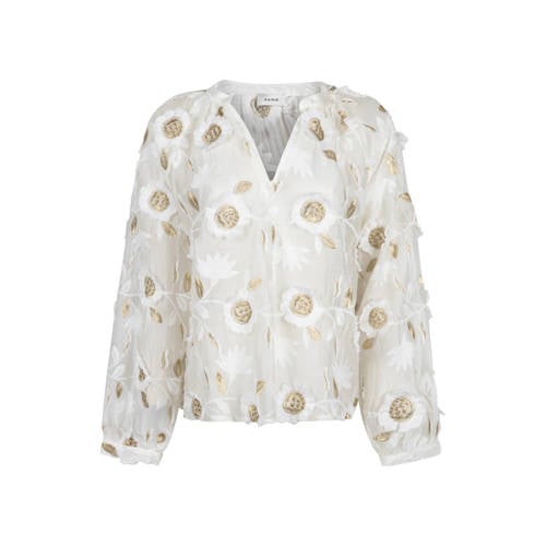 Aaiko gebloemde blousetop wit met glitter afbeelding