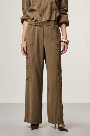 relaxed regular waist casual broek bruin