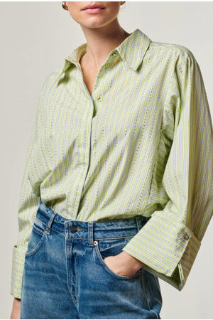blouse met streep lichtgroen