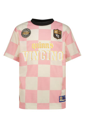geruit T-shirt roze