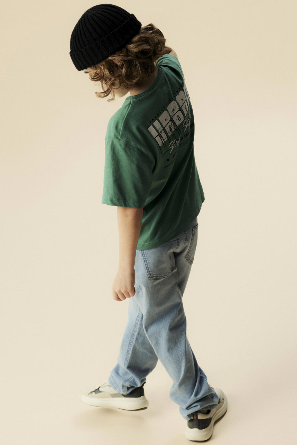 Light blue denim jongens NAME IT KIDS straight leg jeans van denim met rits- en knoopsluiting en effen