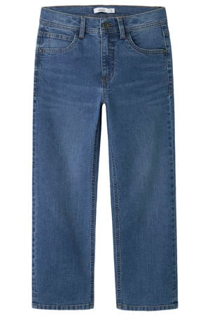 straight leg jeans medium blue denim
