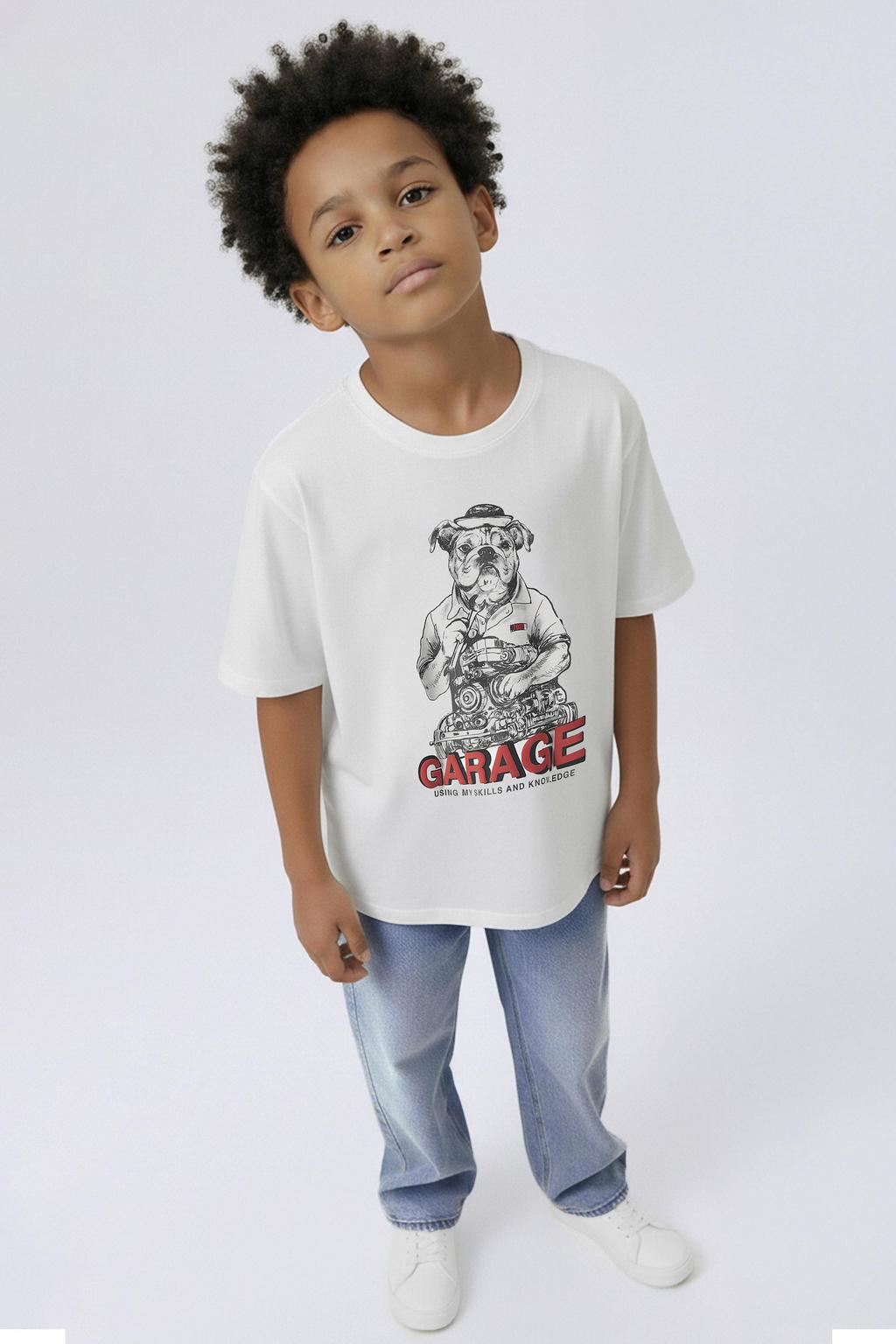 Witte jongens NAME IT KIDS T-shirt van katoen met printopdruk, korte mouwen en ronde hals
