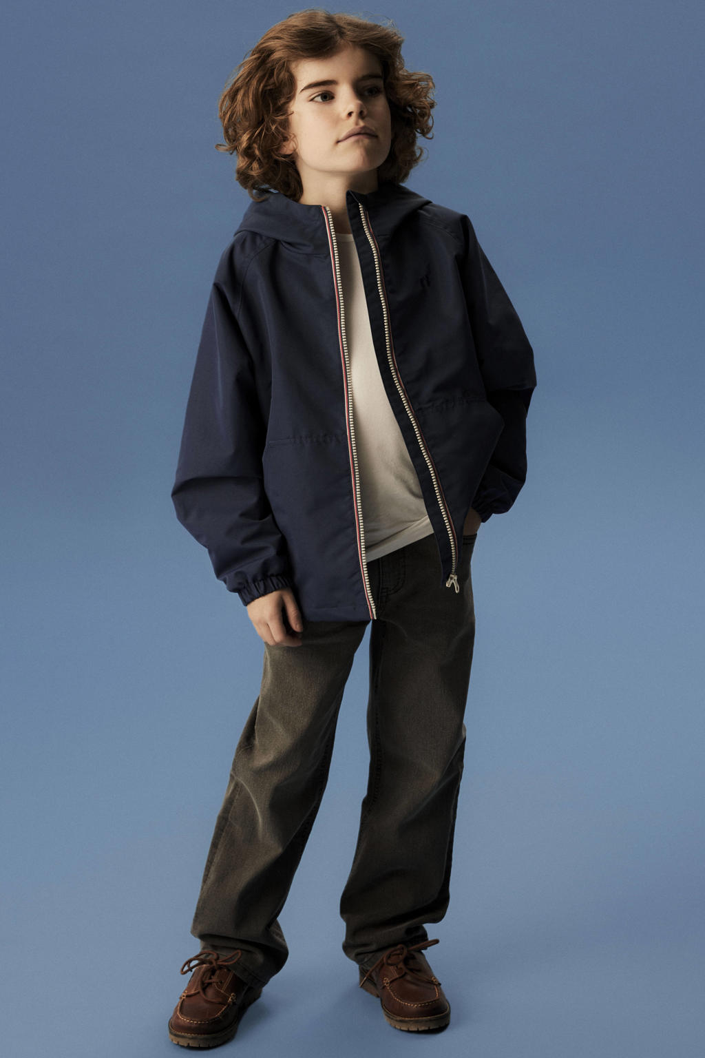 Grey denim jongens NAME IT KIDS straight leg jeans van denim met rits- en knoopsluiting en effen