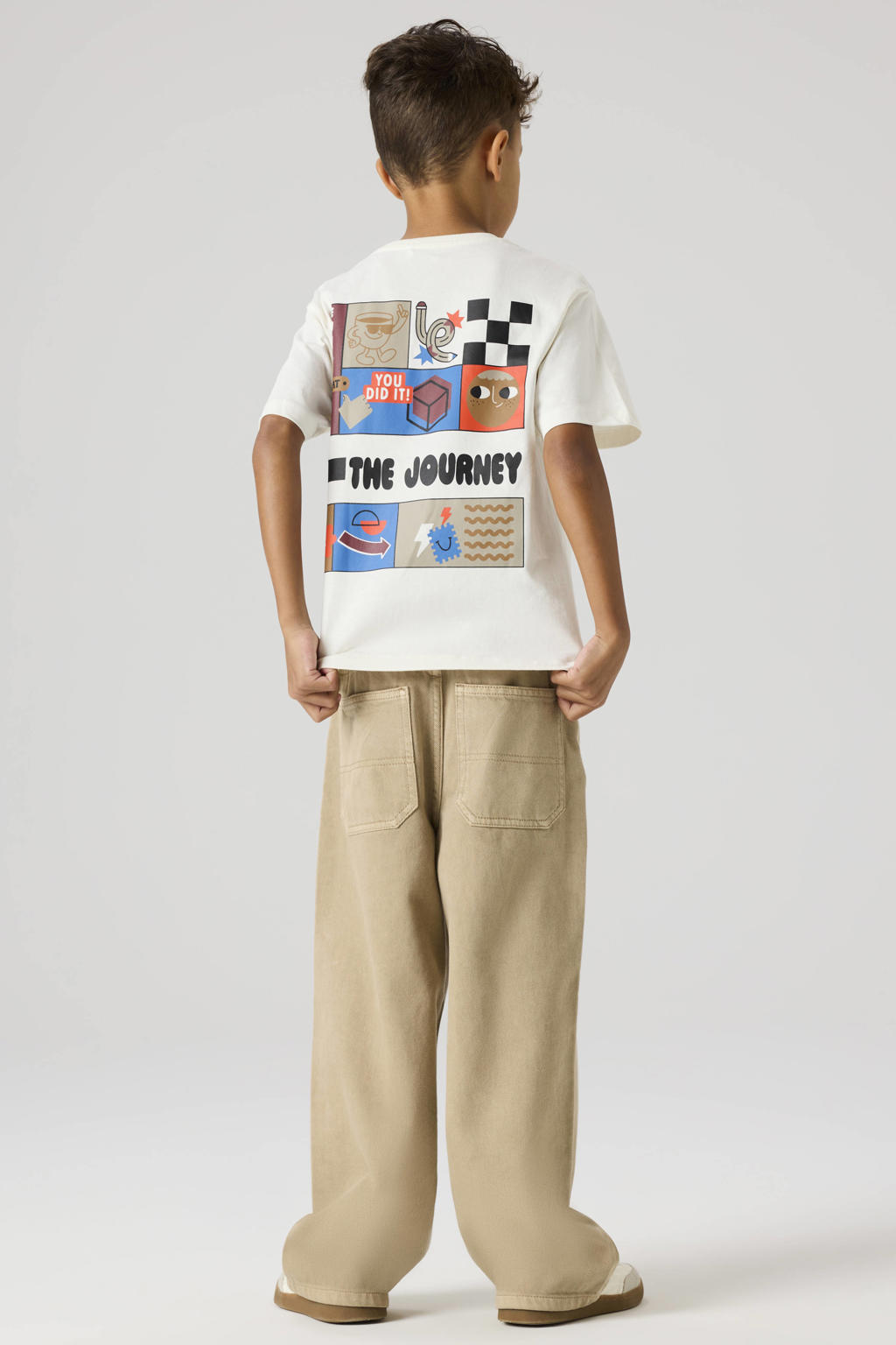 NAME IT KIDS T-shirt met backprint wit