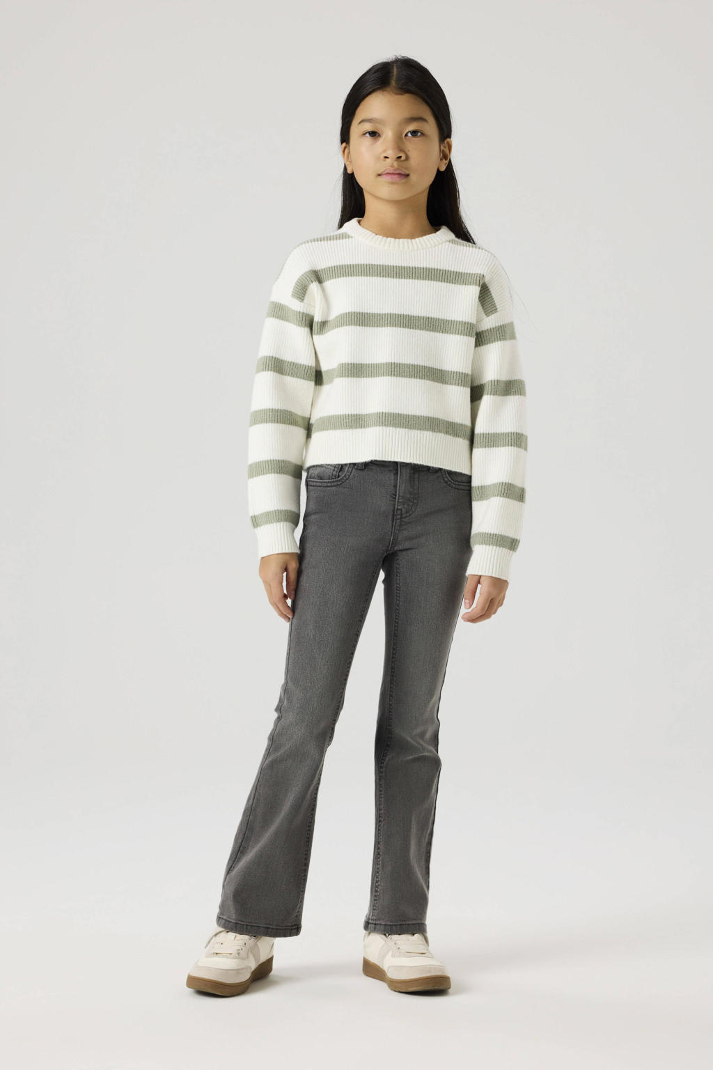 Grey denim meisjes NAME IT KIDS bootcut jeans van denim met haaksluiting
