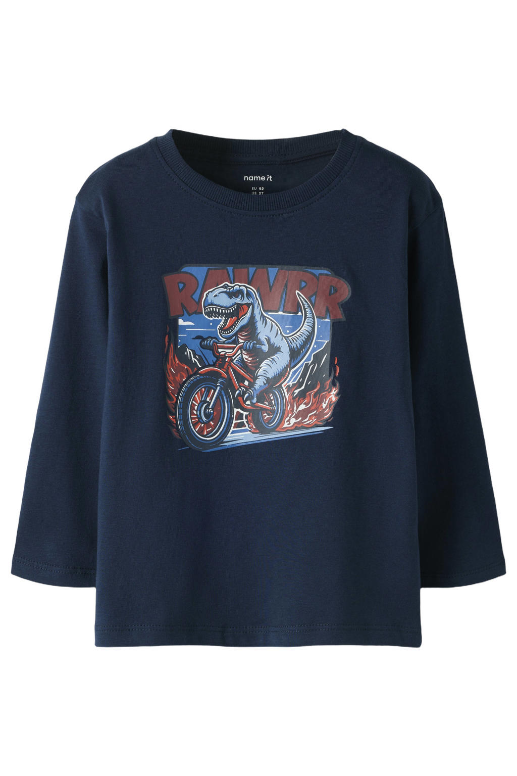 Donkerblauwe jongens NAME IT MINI longsleeve van katoen met lange mouwen en ronde hals