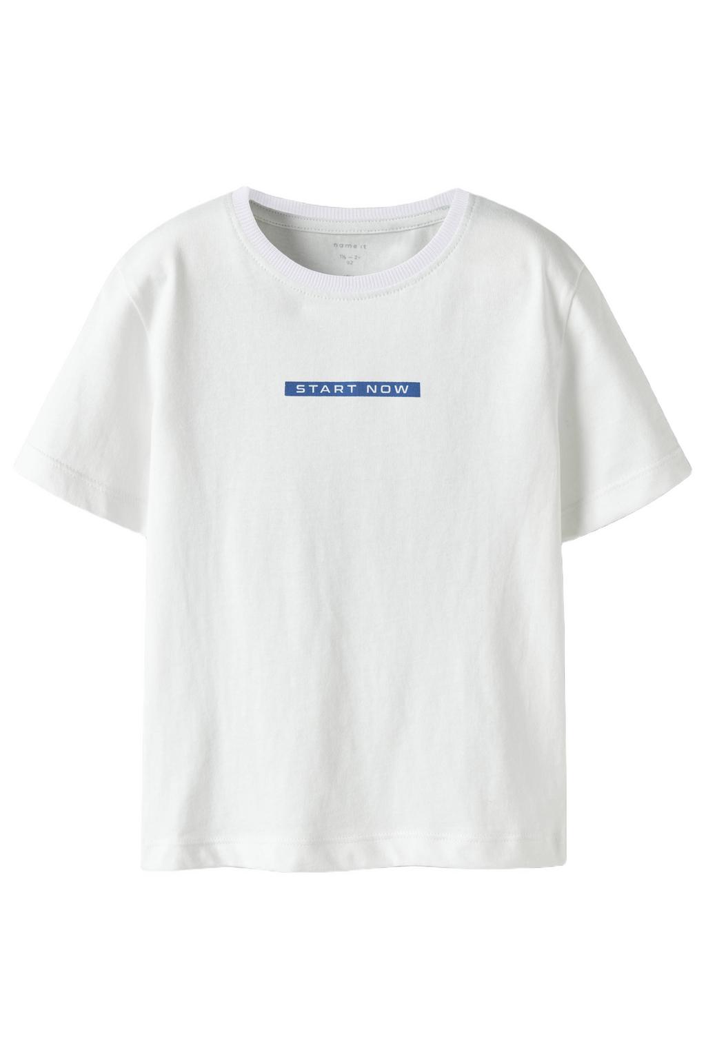 Witte jongens NAME IT MINI T-shirt van katoen met backprint, korte mouwen en ronde hals