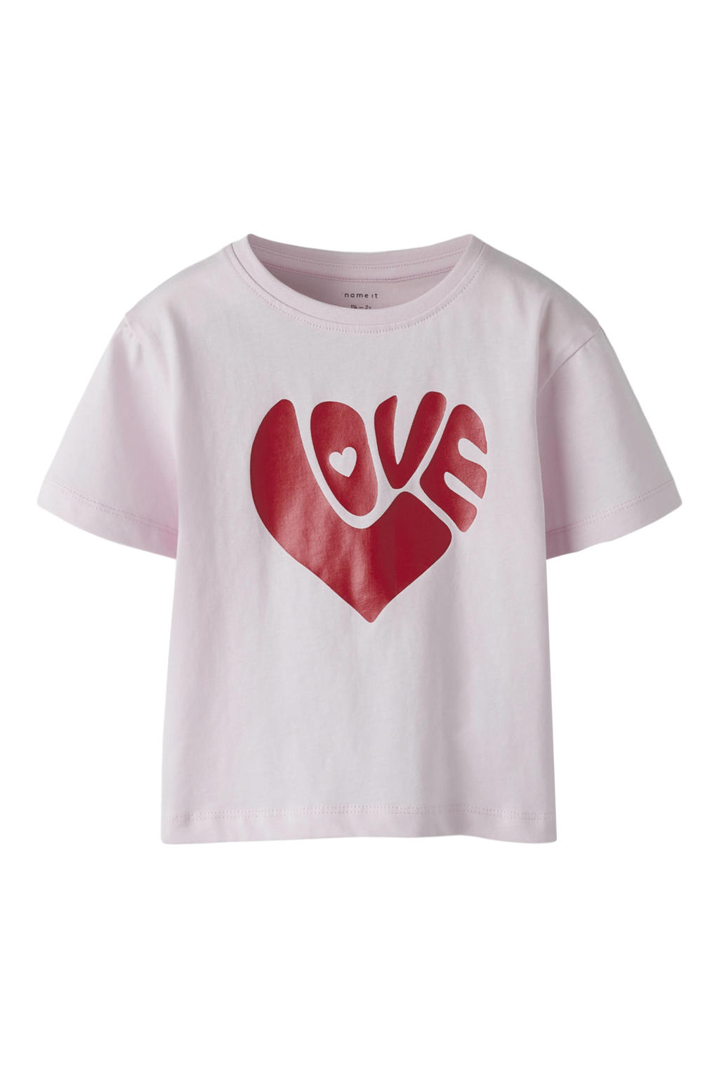 Lichtroze meisjes NAME IT MINI T-shirt van katoen met printopdruk, korte mouwen en ronde hals