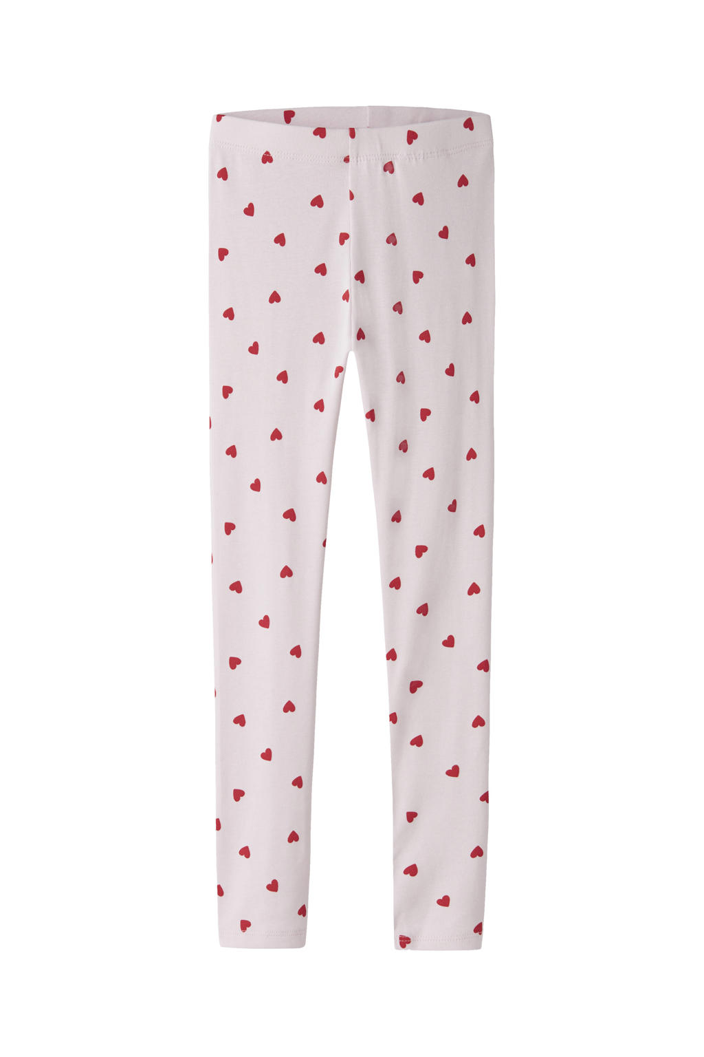 Roze meisjes NAME IT MINI slim legging van stretchkatoen met elastische tailleband en hartjesprint