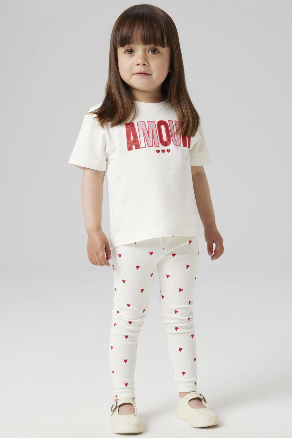 Witte meisjes NAME IT MINI T-shirt van katoen met printopdruk, korte mouwen en ronde hals