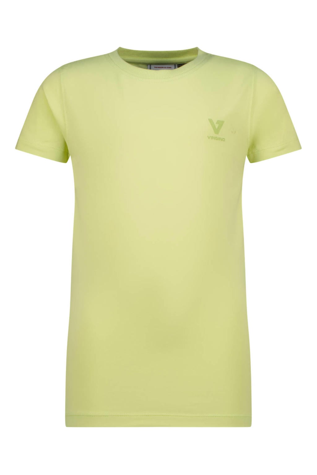 Gele jongens Vingino T-shirt van stretchkatoen met effen, korte mouwen en ronde hals