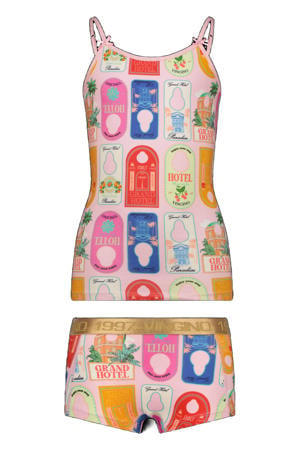 singlet + short roze/multicolor