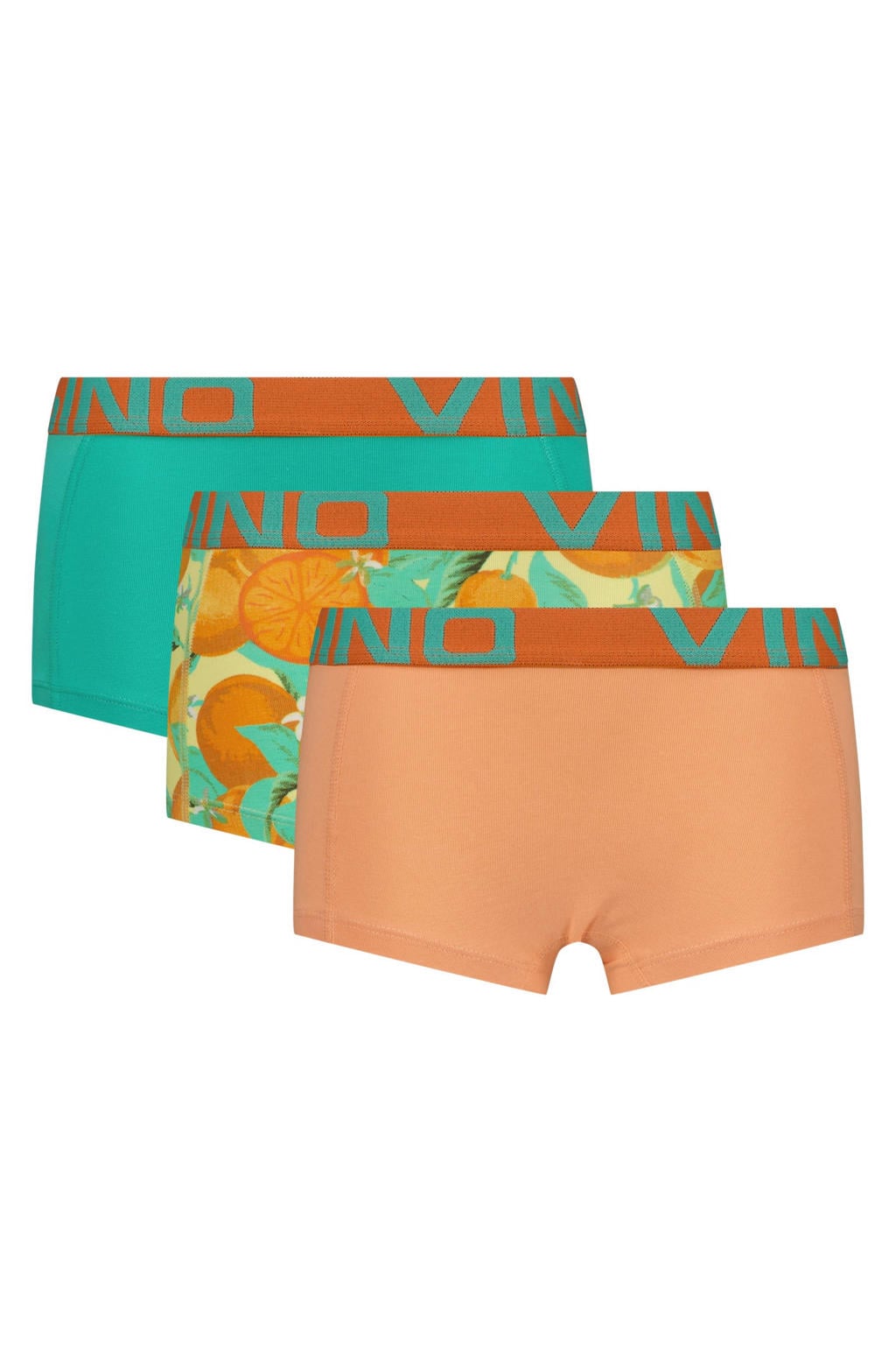 Vingino katoenen short met print - oranje/groen (set van 3)