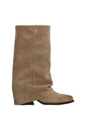 suède cowboylaarzen met flap beige