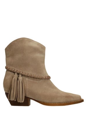 suède cowboylaarzen beige