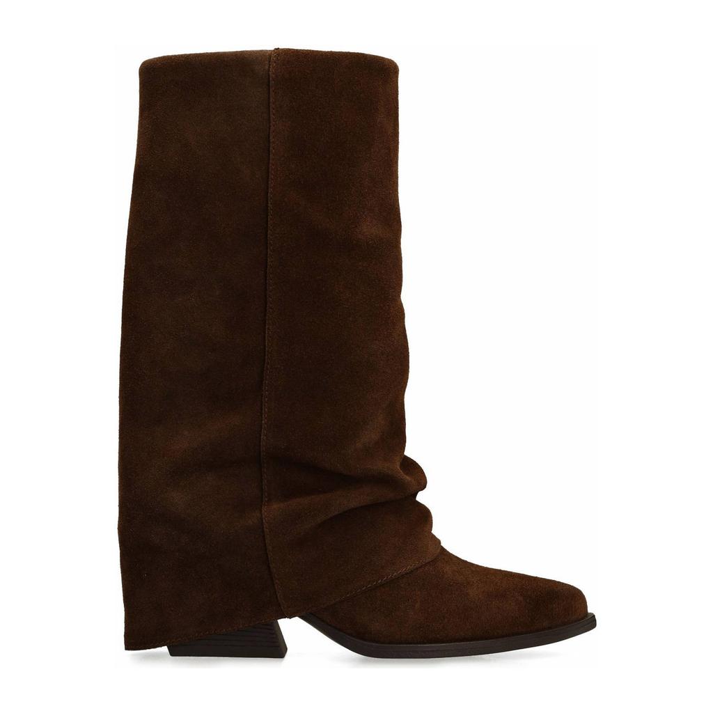 Donkerblauwe dames Sacha suède cowboylaarzen met flap