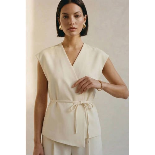 AWARE wide leg high waist pantalon ecru afbeelding
