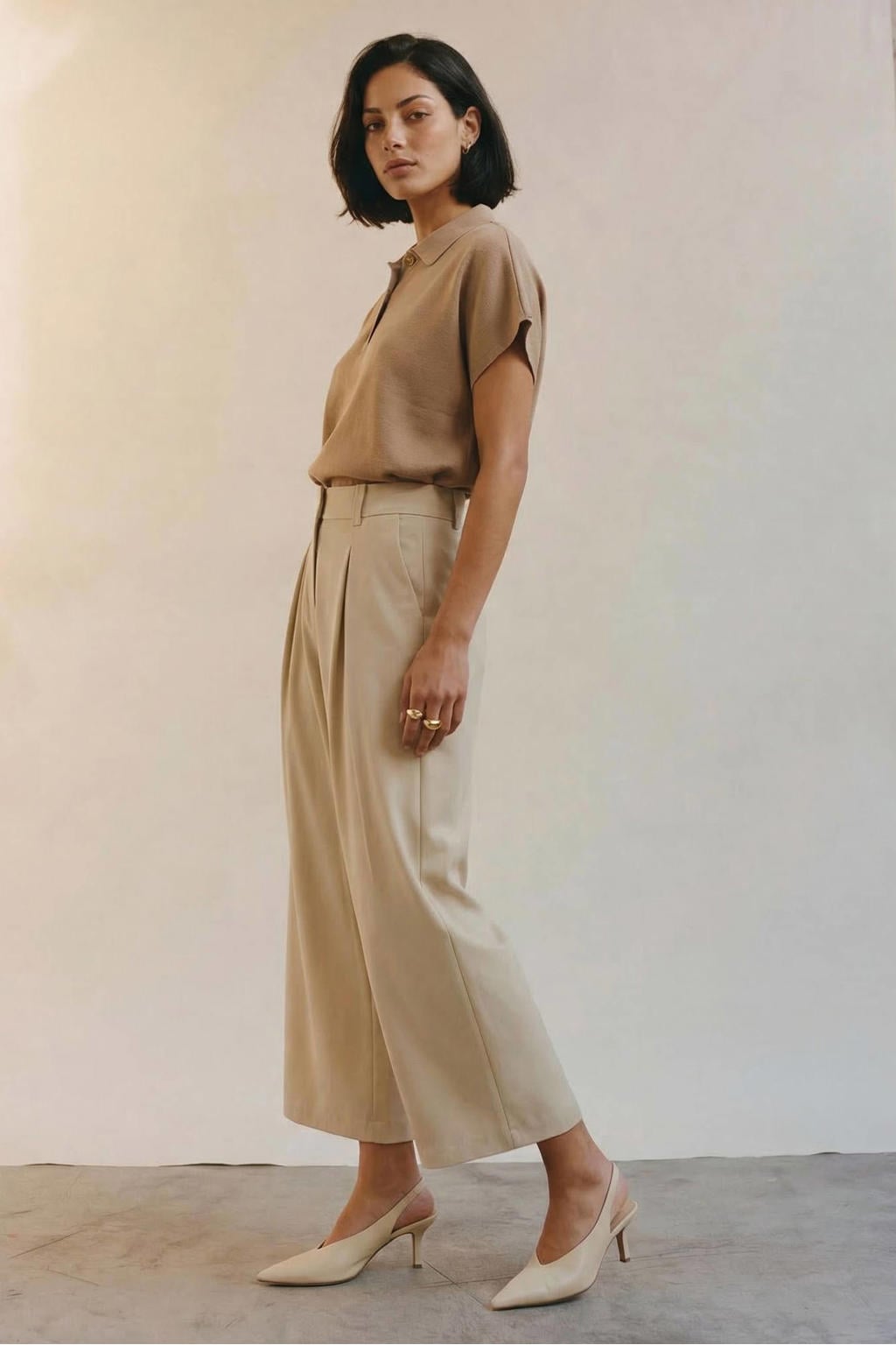 AWARE top gebreid - taupe