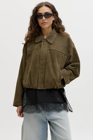 suede jack groen