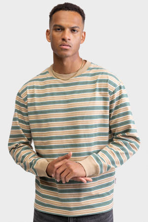 gestreepte longsleeve beige