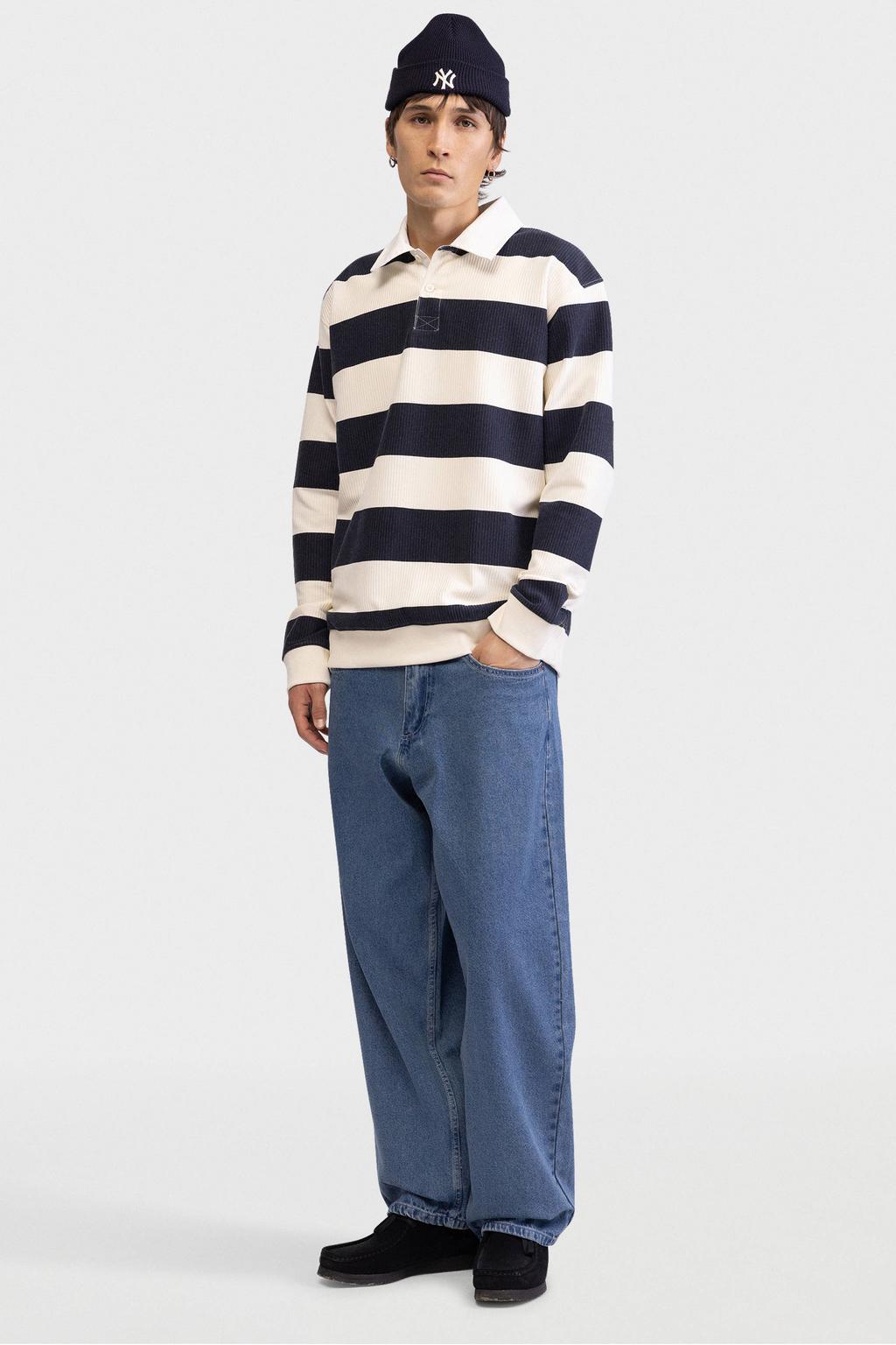 Redefined Rebel gestreepte sweater donkerblauw