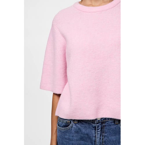 PIECES trui roze gebreid afbeelding